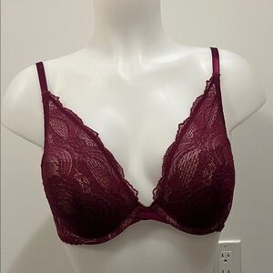 Calvin Klein like New Romantic Lace burgundy Bra size 34C